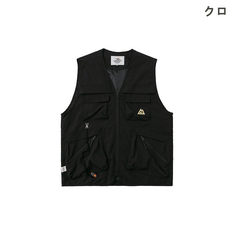 メンズ ベスト 多機能ポケット付きアウトドアベスト アーミーグリーン