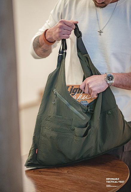 メンズ ベスト メンズ 多機能ポケット付きベスト カーキ色 男女兼用