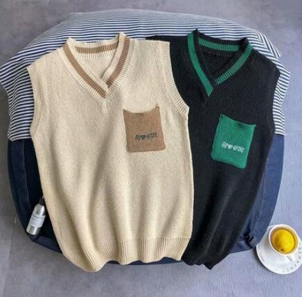 メンズ ベスト 秋冬メンズニットベスト ブイネック ノースリーブ