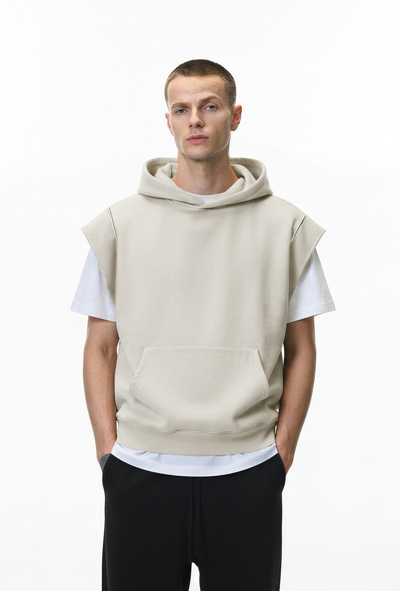 メンズ ベスト メンズ フード付き袖なしパーカー ベスト