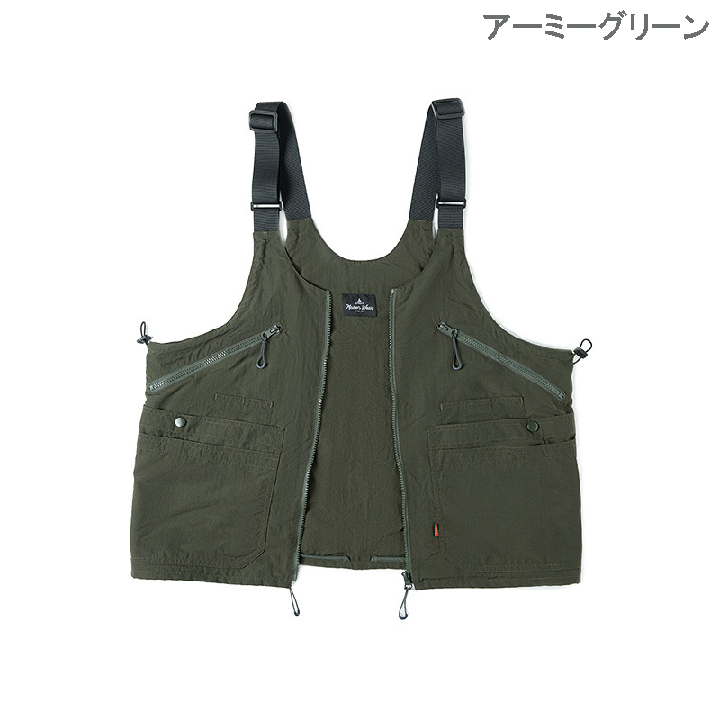 メンズ ベスト メンズ 多機能ポケット付きベスト カーキ色 男女兼用