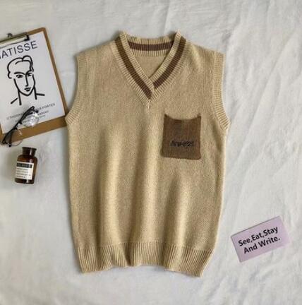 メンズ ベスト 秋冬メンズニットベスト ブイネック ノースリーブ