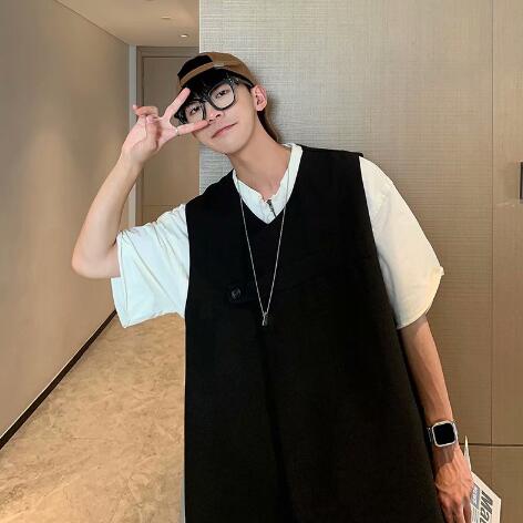 メンズ ベスト メンズ ブラック ニットベスト ノースリーブ