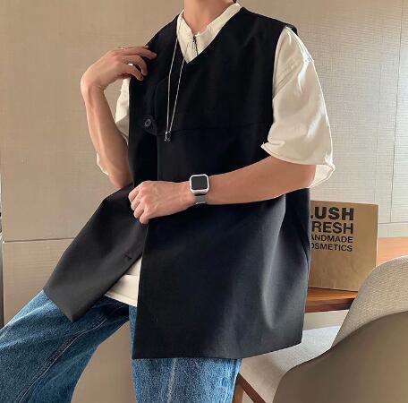 メンズ ベスト メンズ ブラック ニットベスト ノースリーブ