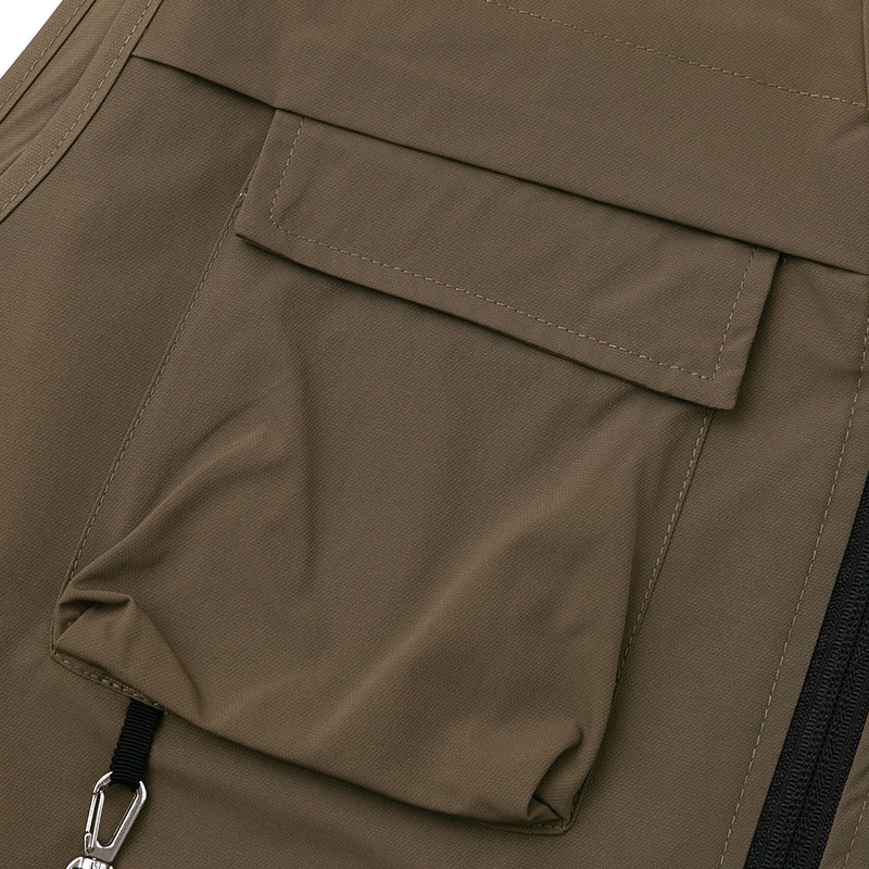 メンズ ベスト 多機能ポケット付きアウトドアベスト アーミーグリーン