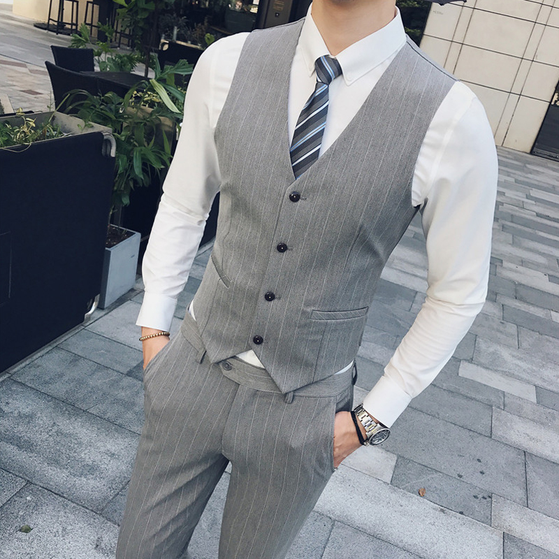 ベスト メンズ スーツ ストライプ調フォーマルベスト