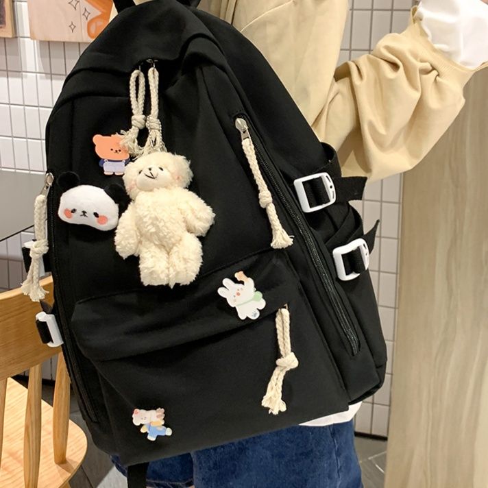 大容量リュック ゆるかわマスコット付き多機能リュック