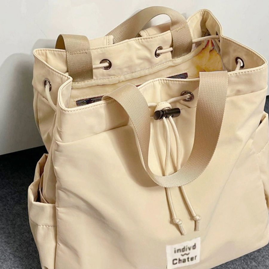 ナイロン製巾着型大容量リュック３通り使い　通学リュック