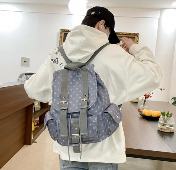 水玉模様大容量リュックサック通学斜めがけ対応