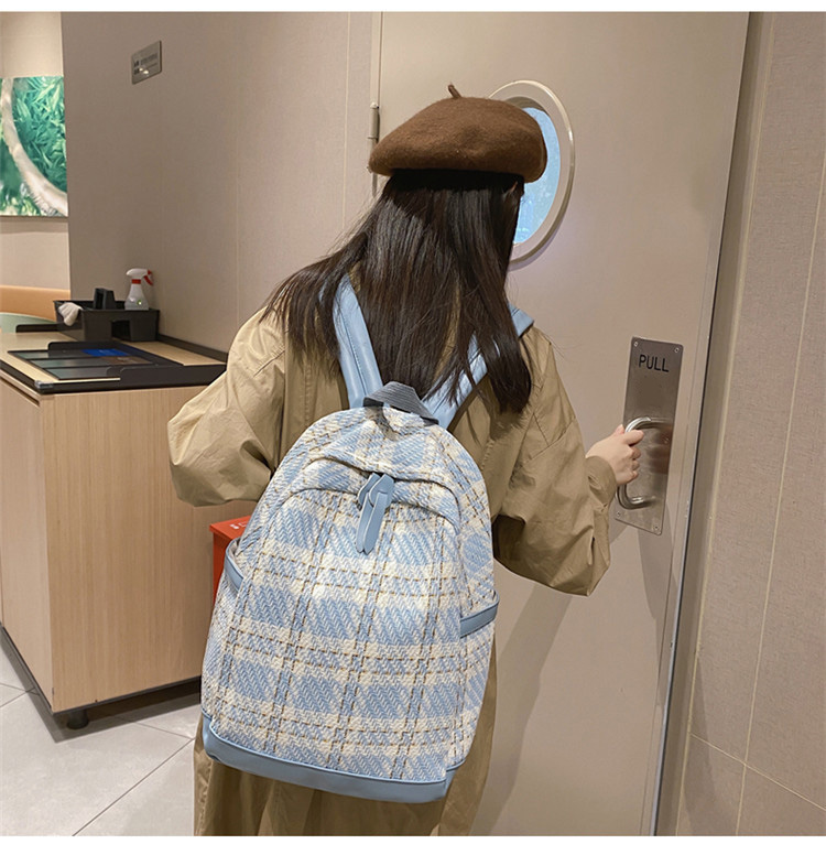 レディース大容量リュック チェック柄 通勤通学対応 軽量