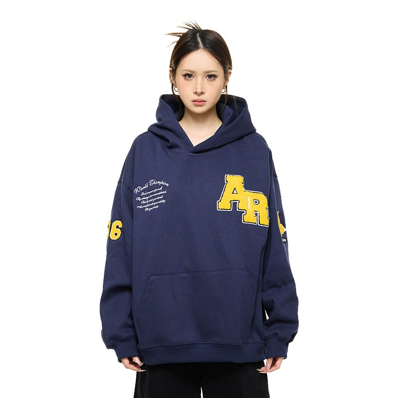 大きめサイズ 男女兼用 刺繍ワッペン付き 大きめ裏起毛パーカー