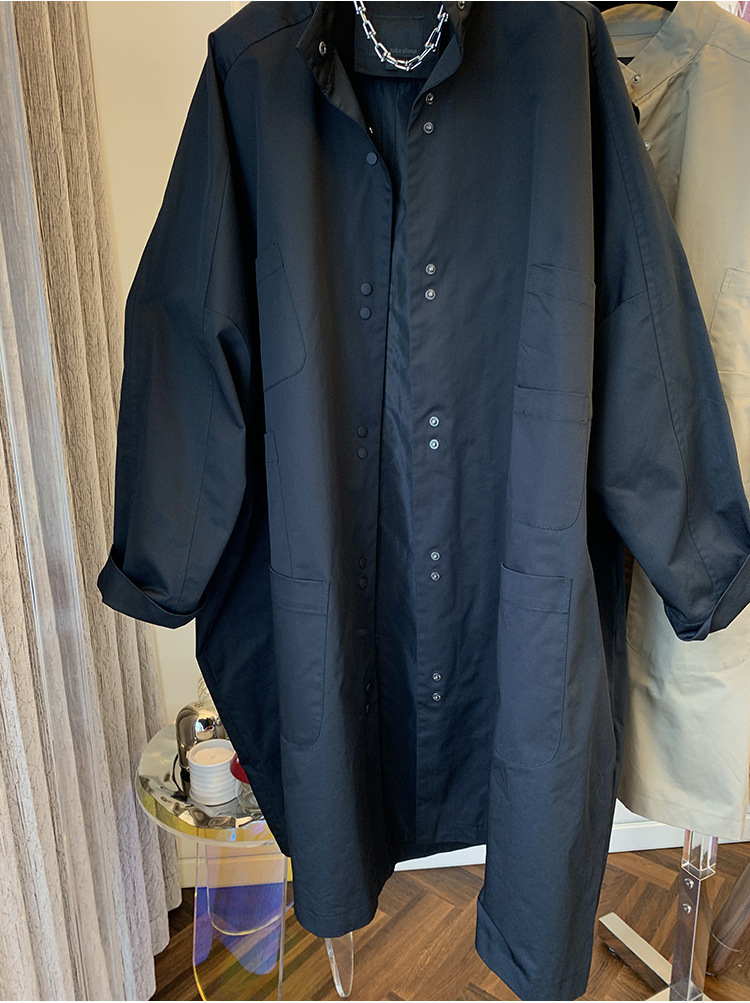 二〇二四年新作ロング丈シャツコート大きめサイズ春秋