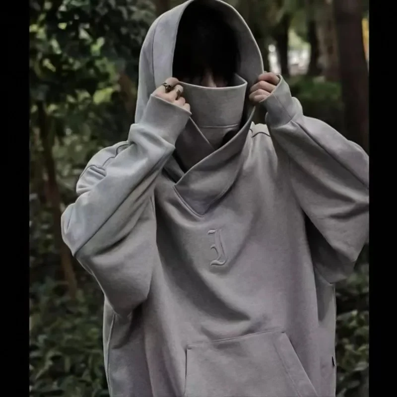 大きめサイズ 多機能ハイネック裏起毛ゆったり　パーカー