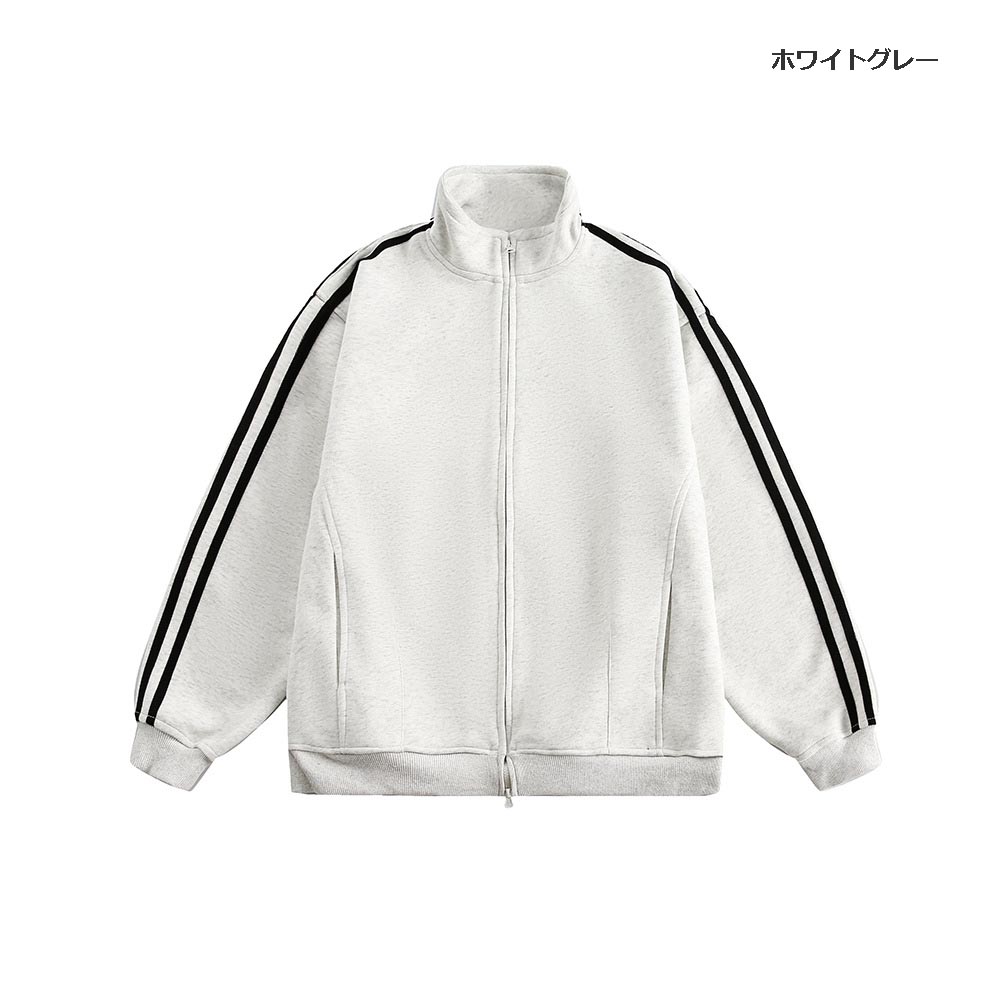 大きめサイズ 男女兼用復古風拉鍊運動外套大尺寸全三色