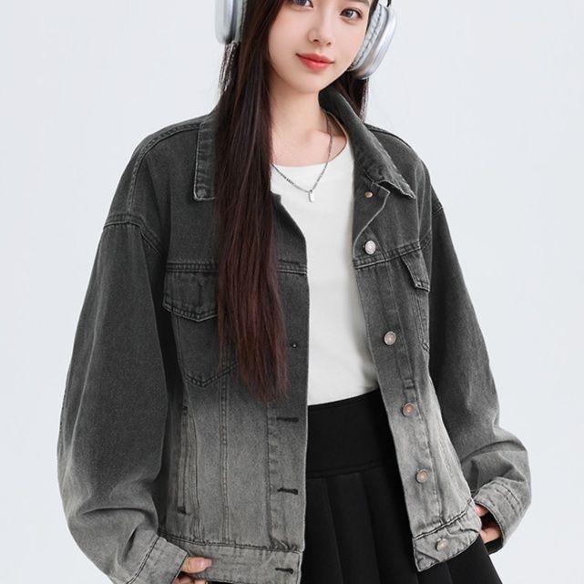 大きめサイズ ゆったりシルエット 大人カジュアルデニムジャケット