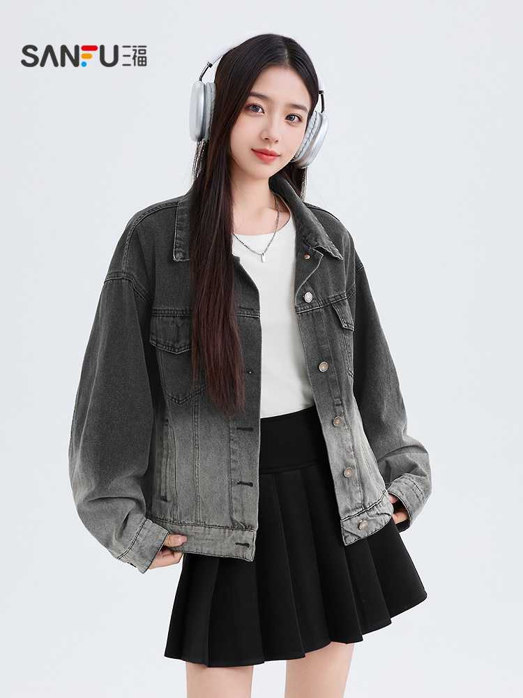 大きめサイズ ゆったりシルエット 大人カジュアルデニムジャケット