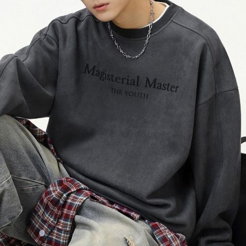 大きめサイズ 男性用厚手丸首無地裏起毛大きめ長袖上着全5色 スウェット