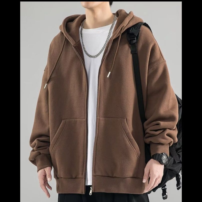 大きめサイズ ゆったりシルエットジップアップ裏起毛　パーカー