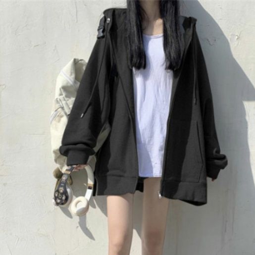 大きめサイズ ゆったりシルエット フルジップ フーディー パーカー