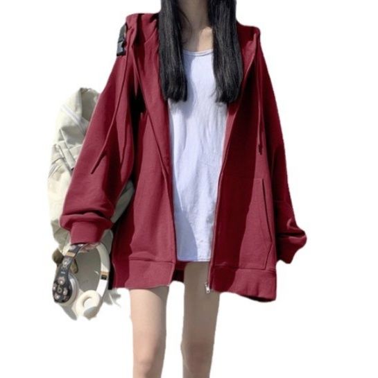 大きめサイズ ゆったりシルエット フルジップ フーディー パーカー