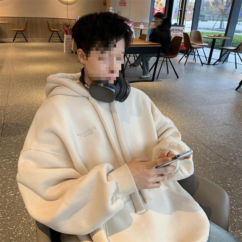 大きめサイズ ゆったりシルエット裏起毛フード付きプルオーバー　パーカー