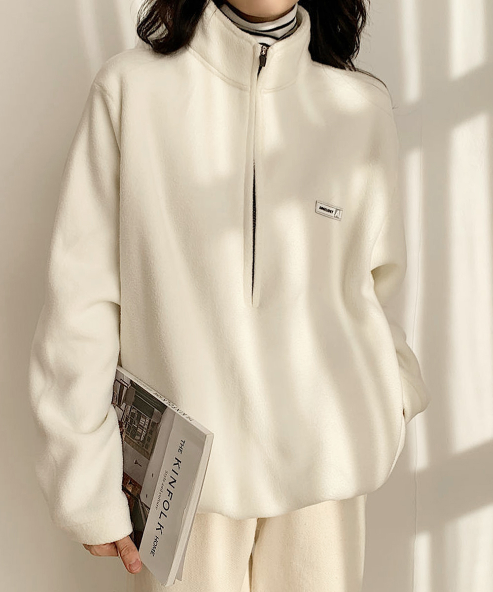 起毛フリースハーフジップトップス大きめサイズ