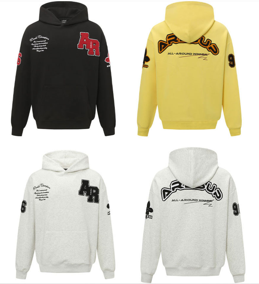 大きめサイズ 男女兼用 刺繍ワッペン付き 大きめ裏起毛パーカー