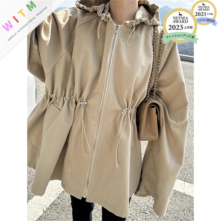 大きめサイズ 秋新作 大きめ フード付きジップアップジャケット レディース