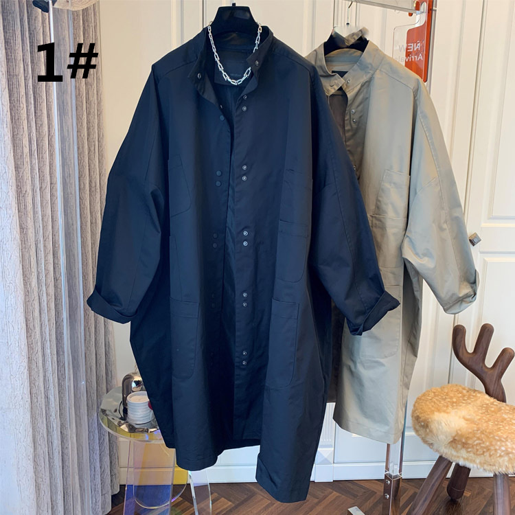 二〇二四年新作ロング丈シャツコート大きめサイズ春秋