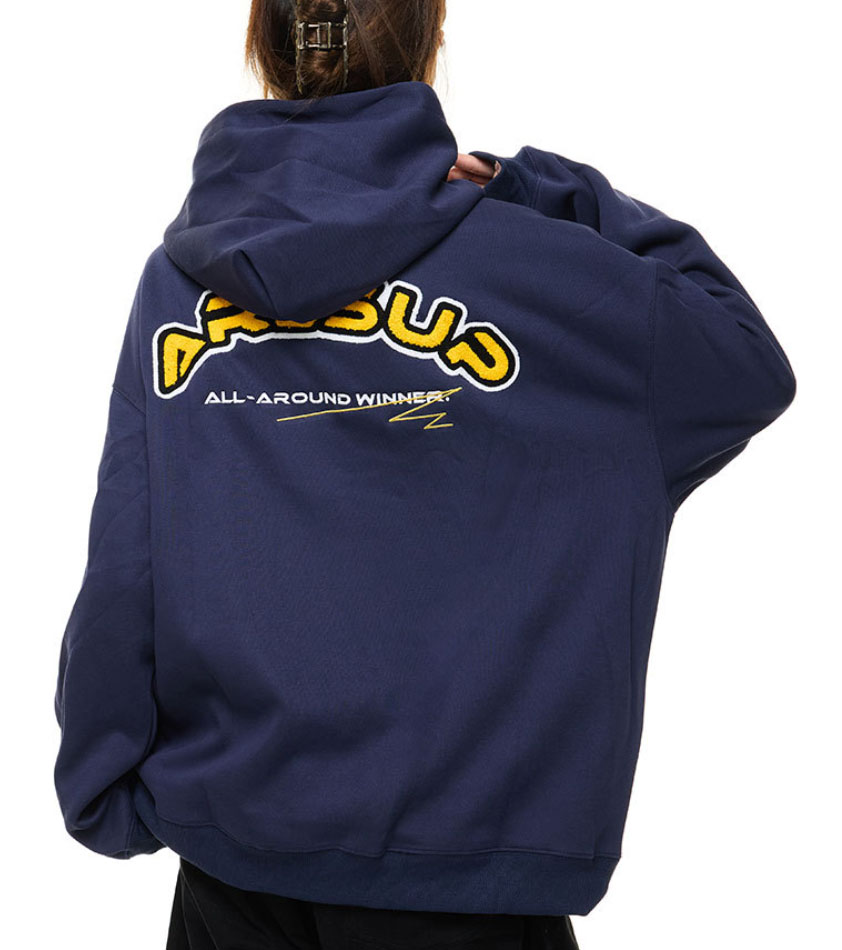 大きめサイズ 男女兼用 刺繍ワッペン付き 大きめ裏起毛パーカー