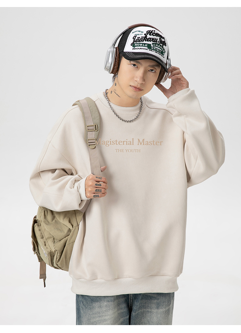 大きめサイズ 男性用厚手丸首無地裏起毛大きめ長袖上着全5色