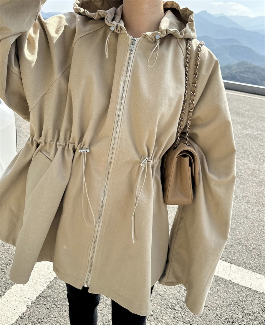 大きめサイズ 秋新作 大きめ フード付きジップアップジャケット レディース