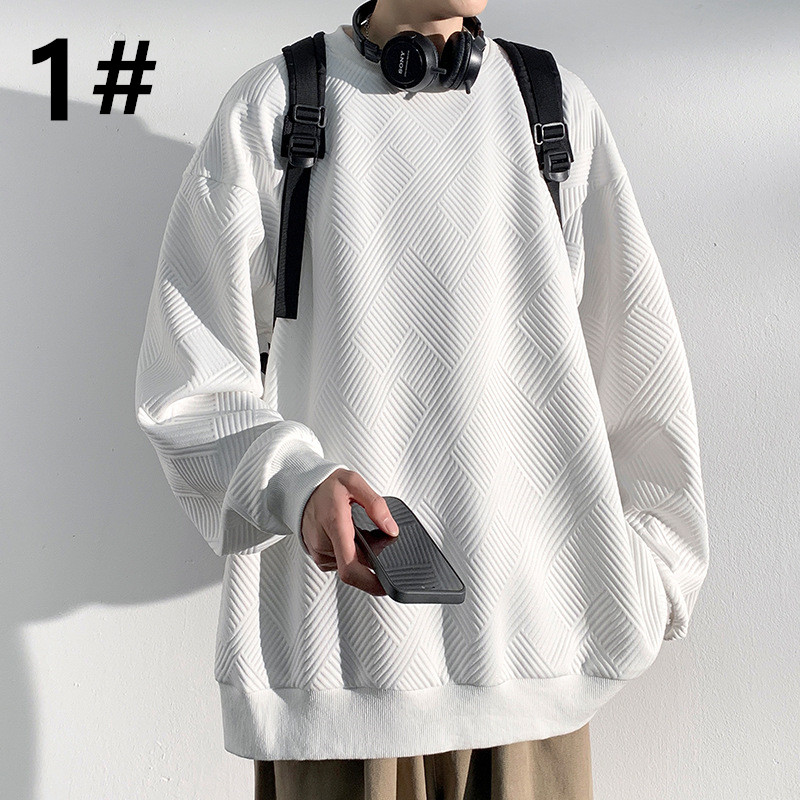 春新作 幾何学模様ニット プルオーバー メンズ 大きめサイズ