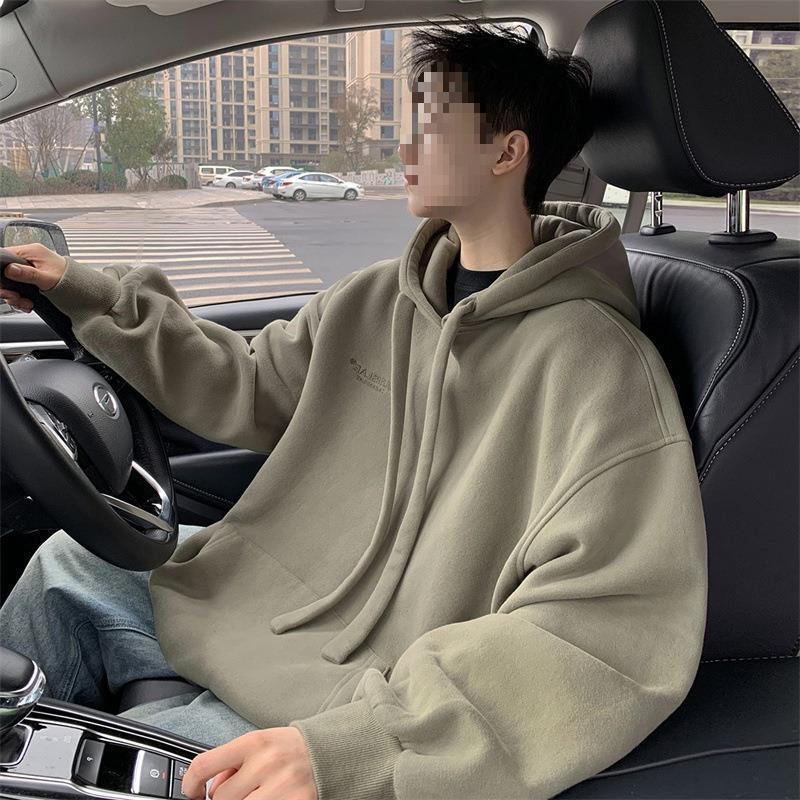 大きめサイズ ゆったりシルエット裏起毛フード付きプルオーバー　パーカー