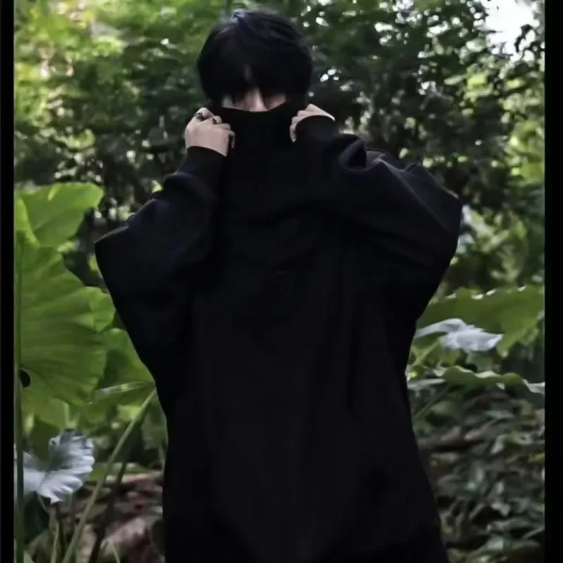 大きめサイズ 多機能ハイネック裏起毛ゆったり　パーカー