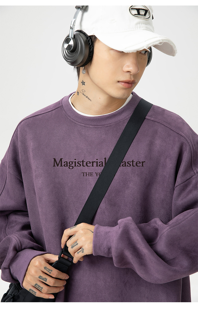 大きめサイズ 男性用厚手丸首無地裏起毛大きめ長袖上着全5色