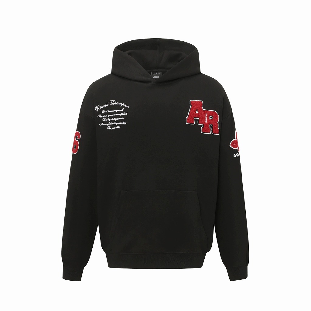 大きめサイズ 男女兼用 刺繍ワッペン付き 大きめ裏起毛パーカー