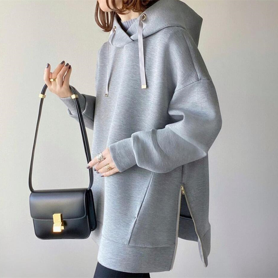 大きめサイズ 秋新作 大きめゆったりパーカー レディース 帽子付き 着回し抜群