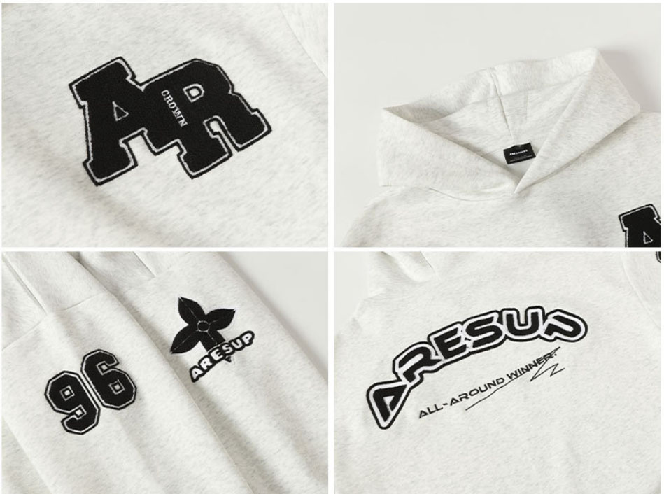 大きめサイズ 男女兼用 刺繍ワッペン付き 大きめ裏起毛パーカー