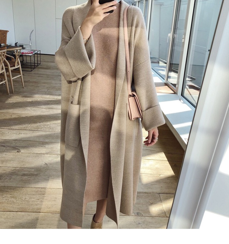 秋冬新作 ゆったりニットカーディガン ロング丈 大きめサイズ レディース