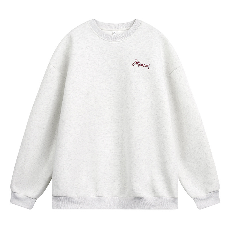 刺繍入り丸首スウェット ゆったり大きめサイズ 全4色展開