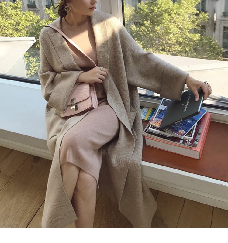 秋冬新作 ゆったりニットカーディガン ロング丈 大きめサイズ レディース