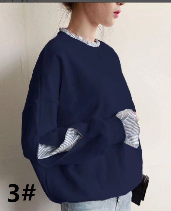 重ね着風長袖プルオーバー大きめサイズレディース