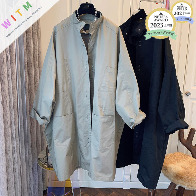 二〇二四年新作ロング丈シャツコート大きめサイズ春秋