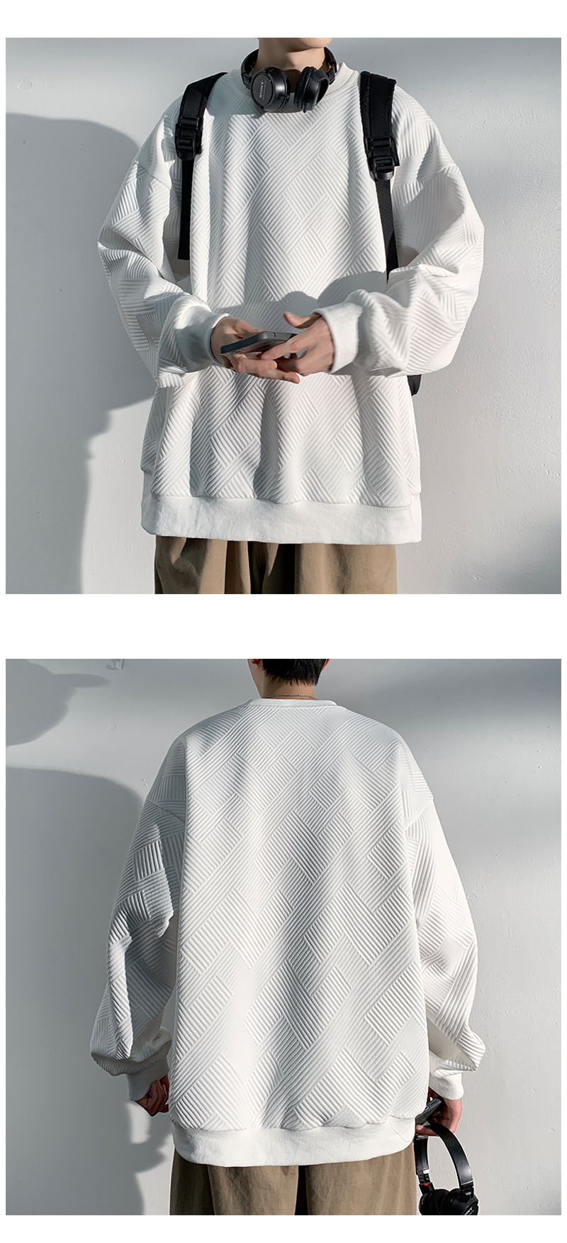 春新作 幾何学模様ニット プルオーバー メンズ 大きめサイズ