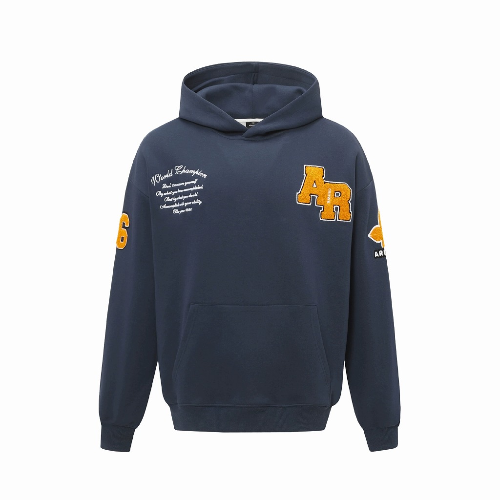 大きめサイズ 男女兼用 刺繍ワッペン付き 大きめ裏起毛パーカー