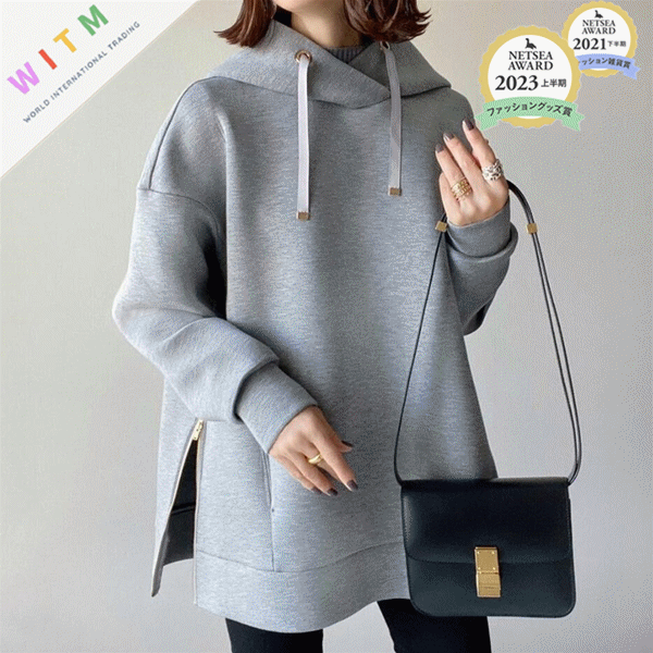大きめサイズ 秋新作 大きめゆったりパーカー レディース 帽子付き 着回し抜群