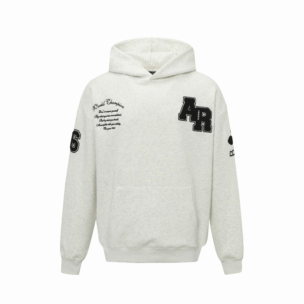 大きめサイズ 男女兼用 刺繍ワッペン付き 大きめ裏起毛パーカー