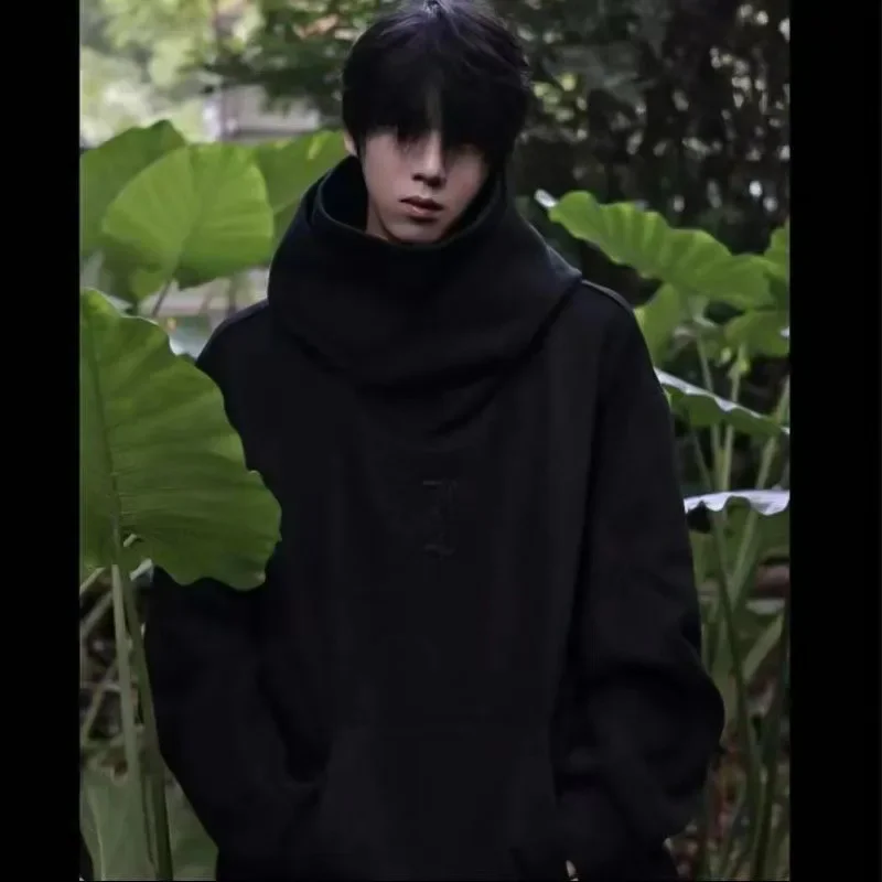 大きめサイズ 多機能ハイネック裏起毛ゆったり　パーカー