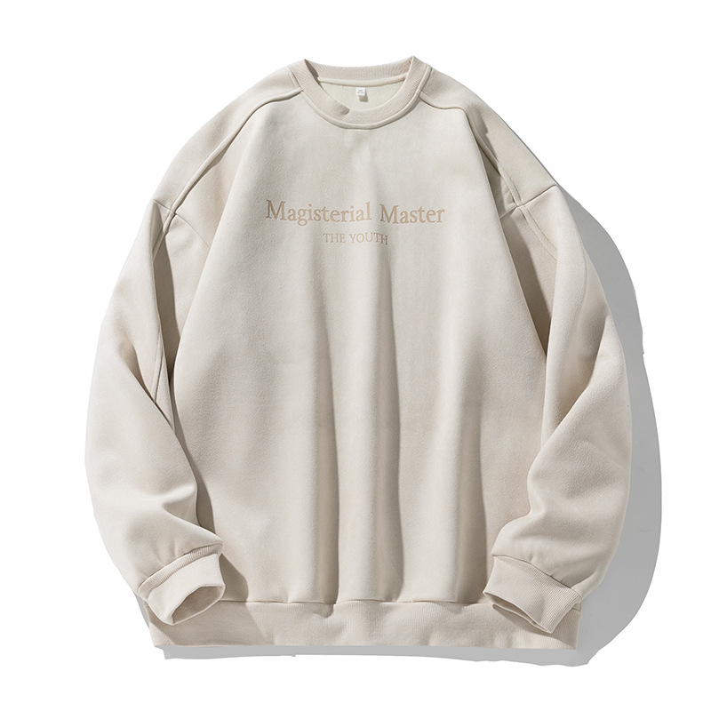 大きめサイズ 男性用厚手丸首無地裏起毛大きめ長袖上着全5色